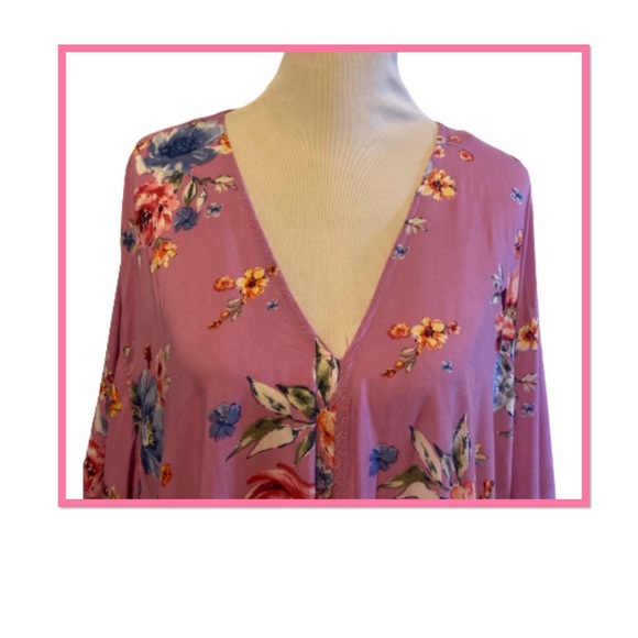 rue+ Tops - rue+ Mauve And Floral Crop Top Blouse 3X